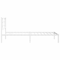 Bedframe met hoofdbord metaal wit 107x203 cm 6