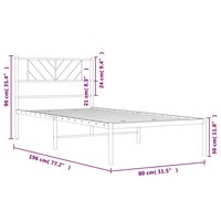 Bedframe met hoofdbord zonder matras metaal wit 75x190 cm 9