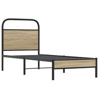 Bedframe zonder matras bewerkt hout gerookt eiken 75x190 cm 3