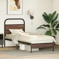 Bedframe zonder matras bewerkt hout bruin eikenkleur 75x190 cm 4