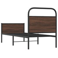 Bedframe zonder matras bewerkt hout bruin eikenkleur 75x190 cm 7