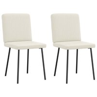 Eetkamerstoelen 2 st fluweel cr&egrave;mekleurig 2
