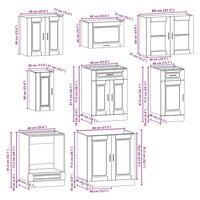 8-delige Keukenkastenset Kalmar bewerkt hout oud houtkleurig 8