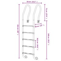Zwembadladder 54x38x211 cm 304 roestvrij staal 6