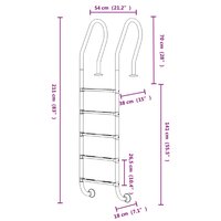 Zwembadladder 54x38x211 cm 304 roestvrij staal 6