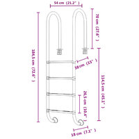 Zwembadladder 54x38x184,5 cm 304 roestvrij staal 6