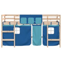 Kinderhoogslaper met gordijnen 90x200 cm grenenhout blauw 5