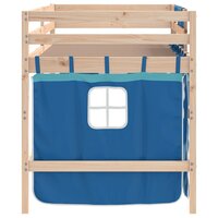 Kinderhoogslaper met gordijnen 90x200 cm grenenhout blauw 8