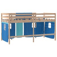 Kinderhoogslaper met gordijnen 90x200 cm grenenhout blauw 9