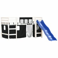 Kinderhoogslaper met gordijnen 80x200 cm massief grenenhout 4