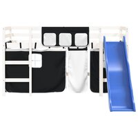 Kinderhoogslaper met gordijnen 80x200 cm massief grenenhout 5