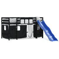 Kinderhoogslaper met gordijnen 80x200 cm massief grenenhout 2