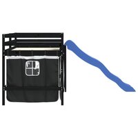 Kinderhoogslaper met gordijnen 90x190 cm grenenhout wit zwart 6