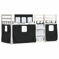 Stapelbed met gordijnen 90x200 cm grenenhout wit en zwart 3