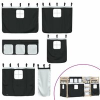 Stapelbed met gordijnen 90x190 cm grenenhout wit en zwart 9