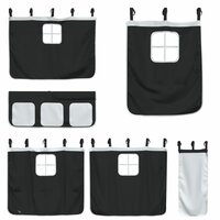 Stapelbed met gordijnen 90x190 cm grenenhout wit en zwart 9