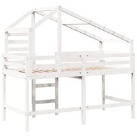 Halfhoogslaper met ladder en bedhuis grenenhout wit 80x200 cm 6