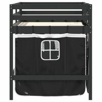 Kinderhoogslaper met gordijnen 90x190 cm grenenhout wit zwart 5