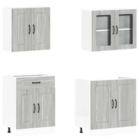 4-delige Keukenkastenset Kalmar bewerkt hout grijs sonoma eiken 4
