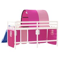 Kinderhoogslaper met tunnel 80x200 cm massief grenenhout roze 7