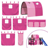 Kinderhoogslaper met tunnel 80x200 cm massief grenenhout roze 8