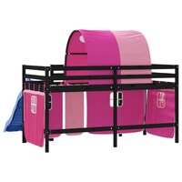 Kinderhoogslaper met tunnel 90x190 cm massief grenenhout roze 7