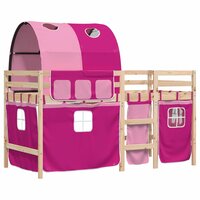 Kinderhoogslaper met tunnel 80x200 cm massief grenenhout roze 3