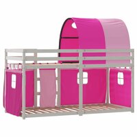 Stapelbed met gordijnen 75x190 cm grenenhout roze 7