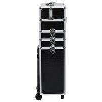 Make-up trolley aluminium zwart met krokodillenpatroon 3