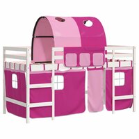 Kinderhoogslaper met tunnel 80x200 cm massief grenenhout roze 2