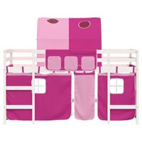 Kinderhoogslaper met tunnel 80x200 cm massief grenenhout roze 5