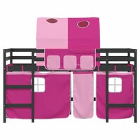 Kinderhoogslaper met tunnel 90x200 cm massief grenenhout roze 5