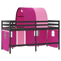 Kinderhoogslaper met tunnel 90x200 cm massief grenenhout roze 9