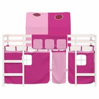 Kinderhoogslaper met tunnel 90x190 cm massief grenenhout roze 5