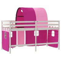 Kinderhoogslaper met tunnel 90x190 cm massief grenenhout roze 9