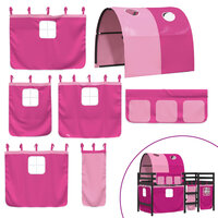 Kinderhoogslaper met tunnel 90x200 cm massief grenenhout roze 7