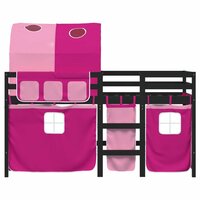 Kinderhoogslaper met tunnel 90x190 cm massief grenenhout roze 4