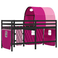 Kinderhoogslaper met tunnel 90x190 cm massief grenenhout roze 6