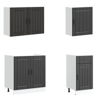 7-delige Keukenkastenset Lucca bewerkt hout zwart 4