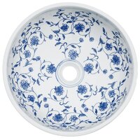 Opzetwasbak rond &Phi;41x14 cm keramiek wit en blauw 4