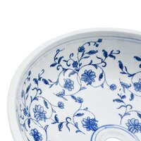 Opzetwasbak rond &Phi;41x14 cm keramiek wit en blauw 5