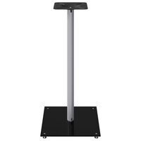 Luidsprekerstandaards 2 st 1 pijler gehard glas zwart en zilver 6