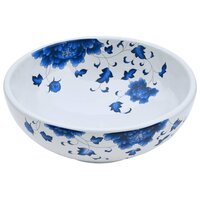 Opzetwasbak rond &Phi;41x14 cm keramiek wit en blauw 3