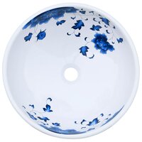Opzetwasbak rond &Phi;41x14 cm keramiek wit en blauw 4