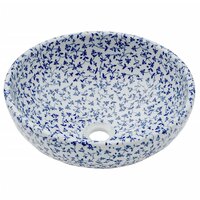 Opzetwasbak rond &Phi;41x14 cm keramiek wit en blauw 3