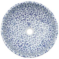 Opzetwasbak rond &Phi;41x14 cm keramiek wit en blauw 4