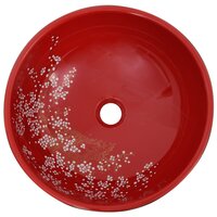 Opzetwasbak rond &Phi;41x14 cm keramiek zwart en rood 4