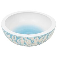 Opzetwasbak rond &Phi;41x14 cm keramiek wit en blauw 3