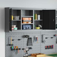 Gereedschapskast wandmontage pegboard 100x20x55 cm staal zwart 3