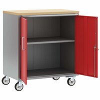 Gereedschapskast met wielen en slot 75x45x85 cm staal rood 3